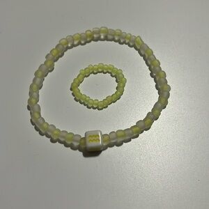 Aquarius Yellow Bracelet and Ring Set, Stretchy